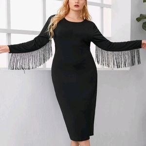 Shein Plus Fringe Black Dress